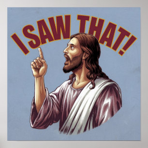 Póster Cita Divertida Jesús Meme Vi Eso Cartel Cristiano