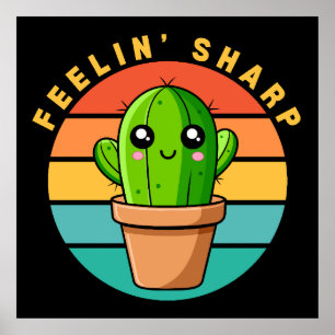Póster Cita Divertida Kawaii Cactus Lindo