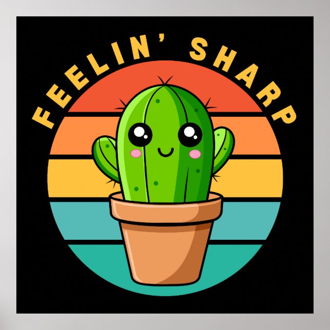 Póster Cita Divertida Kawaii Cactus Lindo (Frente)