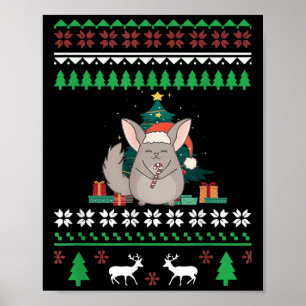 Póster Cita divertida Mascota de Chinchilla Navidades feo