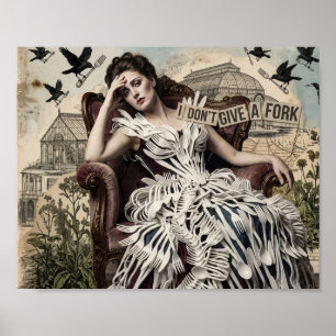 Póster Cita Divertida Mujer Vintage en un Vestido de Tene