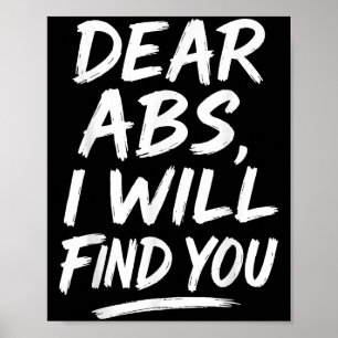 Póster Cita divertida querida Abs para amantes del fitnes
