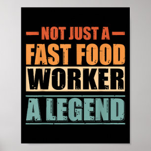 Póster Cita divertida retro trabajador de comida rápida