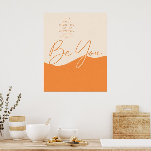 Póster Cita Empoderante Beige y Naranja – Minimalista  (Cocina)