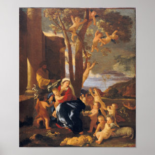 Póster Cita en la casa del niño Jesús con ángeles