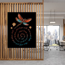 Póster Cita espiral inspiradora Peach & Aqua Dragonfly