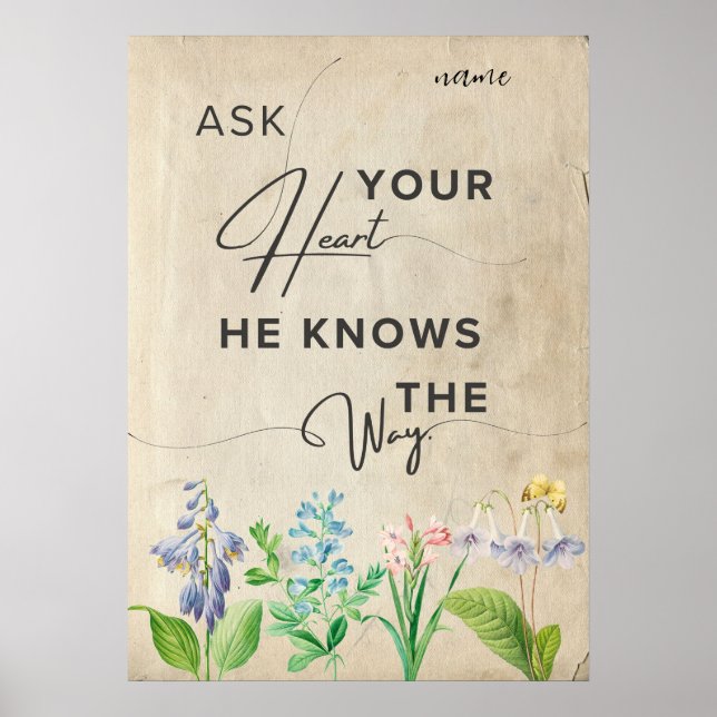 Póster cita estética minimalista floral inspiradora (Frente)