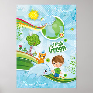 Póster Cita feliz de conciencia verde