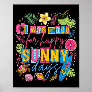 Póster Cita feliz de verano tropical colorido playa surf