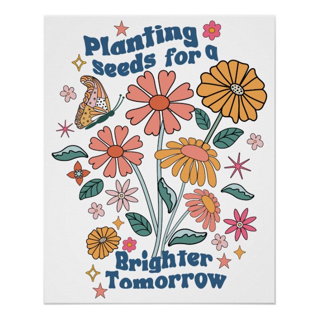 Póster Cita floral retro  (Anverso)
