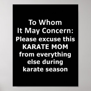Póster Cita graciosa de mamá de Karate. Carta de ausencia