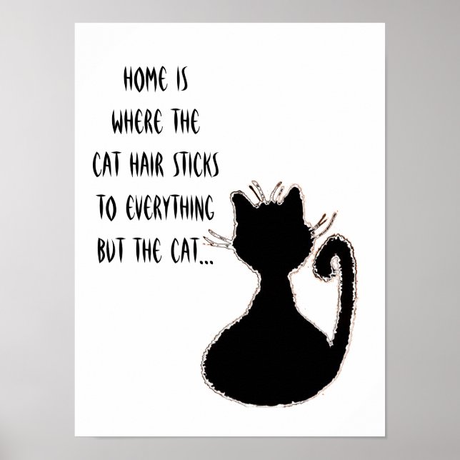 Póster Cita graciosa de pelo de gato lindo silueta de gat (Frente)