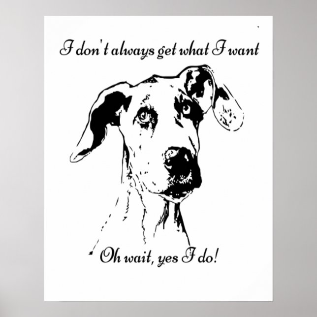 Póster Cita graciosa del gran perro dane cita humor Masco (Frente)