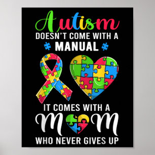 Póster Cita inspiradora Autismo Mamá Camisa Autismo Aware