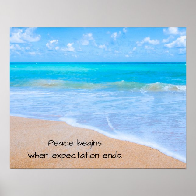 Póster Cita inspiradora con escena de playa tropical (Frente)