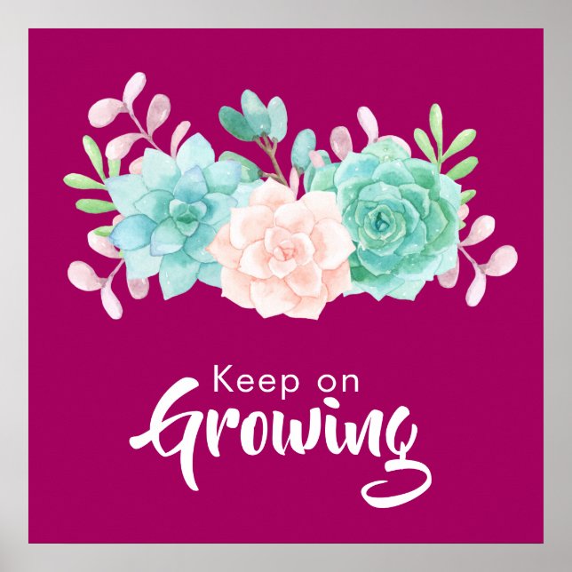 Póster Cita inspiradora con flores Pastel (Frente)