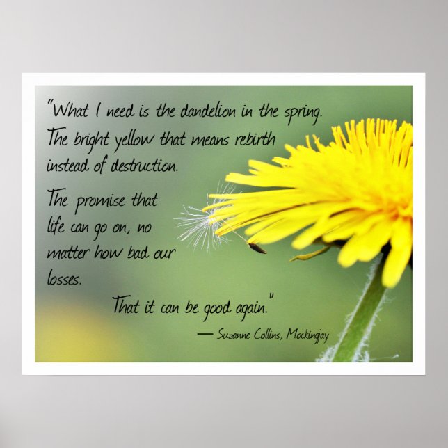 Póster Cita inspiradora con imagen de Dandelion (Frente)