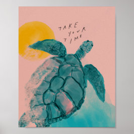 Póster Cita Inspiradora corta tortuga marina