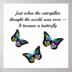 Póster Cita inspiradora de aliento de mariposa
