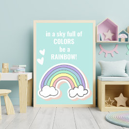 Póster Cita Inspiradora de arco iris - dormitorio para ni