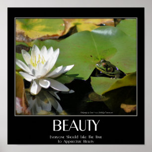 Póster Cita Inspiradora de Belleza de Rana y Flor de Loto