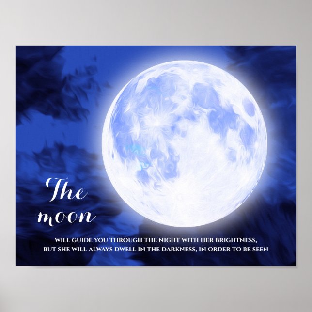 Póster Cita Inspiradora de Blue Sky Full Moon (Frente)