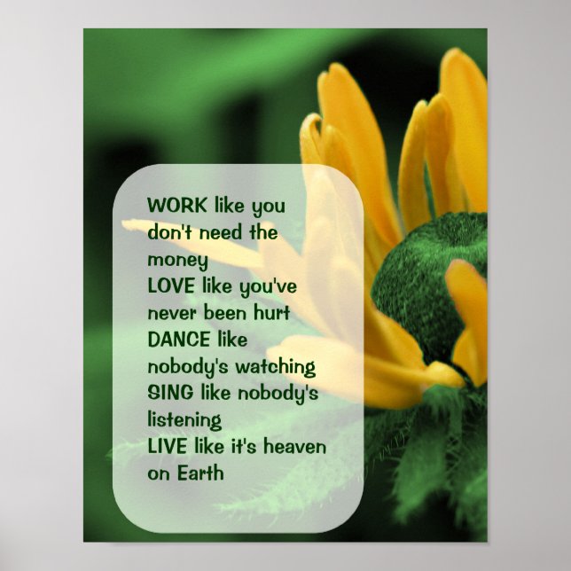 Póster Cita Inspiradora de Daisy Work Love Dance (Frente)