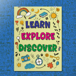 Póster Cita Inspiradora de dibujo de Doodle colorido mode