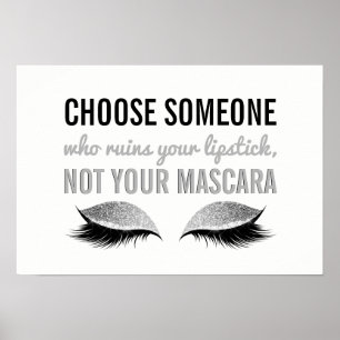 Póster Cita Inspiradora de Eyelash Makeup Negro y Blanco