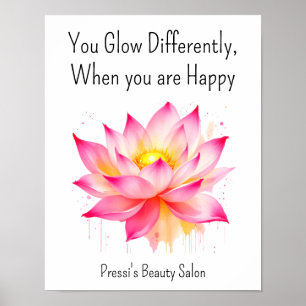 Póster Cita inspiradora de felicidad rosa autocuidado