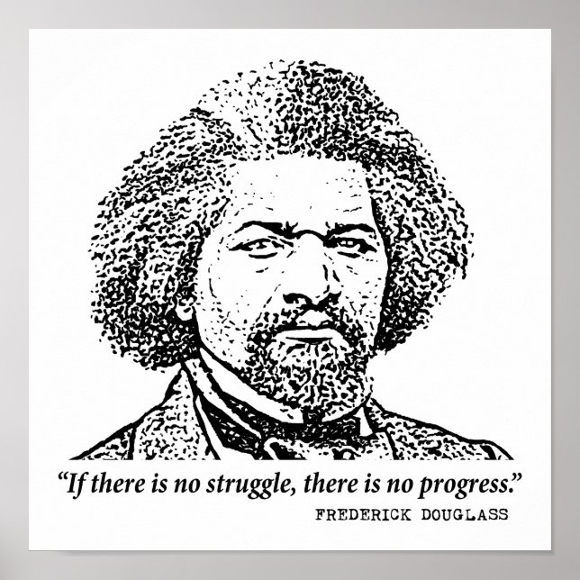 Póster Cita inspiradora de Frederick Douglass: Sin lucha (Frente)