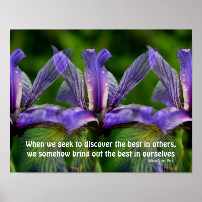 Póster Cita Inspiradora de Iris Flowers Attitude (Frente)