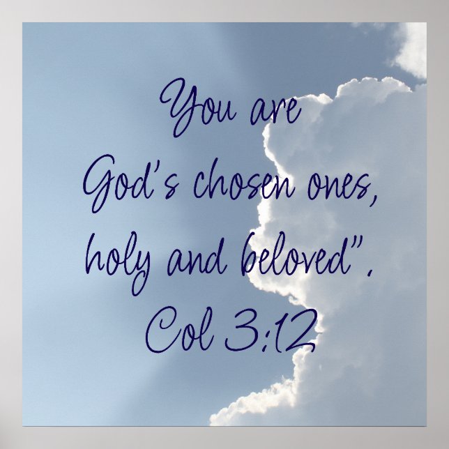 Póster Cita inspiradora de la Biblia de Colosenses 3:12 (Frente)