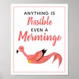 Póster Cita Inspiradora de la sirena rosada Flamingo
