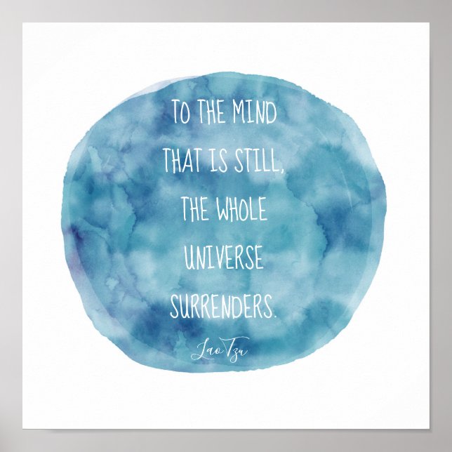Póster Cita inspiradora de Lao Tzu sobre la acuarela azul (Frente)