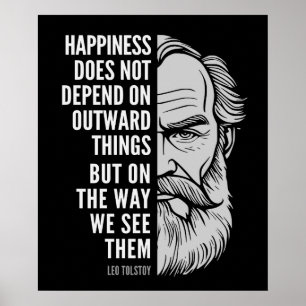 Póster Cita Inspiradora de Leo Tolstoy: Felicidad