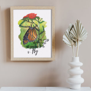 Póster Cita Inspiradora de mariposa monarca cepillado