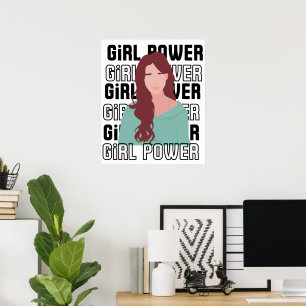 Póster Cita inspiradora de poder femenino retrato de muje