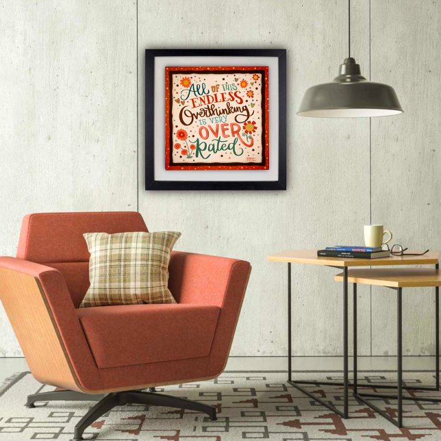 Póster Cita inspiradora de retro de pensamiento floral de (Over thinking Post Poster by Inspirivity)