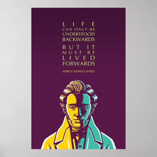 Póster Cita Inspiradora de Søren Kierkegaard: Vida (Frente)