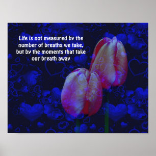 Póster Cita Inspiradora de Tulips Hearts Life Attitude