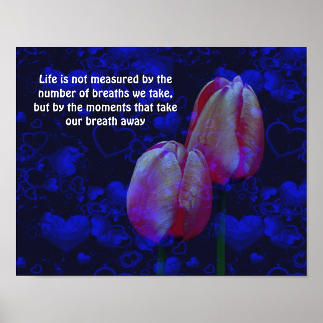 Póster Cita Inspiradora de Tulips Hearts Life Attitude (Frente)