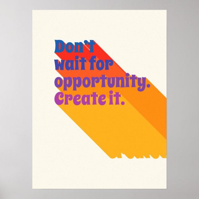 Póster Cita Inspiradora del Pop rojo amarillo retro azul  (Frente)