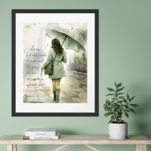 Póster Cita Inspiradora en Acuarela Esperanza en la Lluvi
