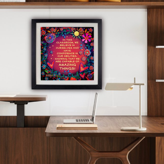 Póster Cita inspiradora en aula Floral Sunshine (Inspirational classroom Poster by Inspirivity)