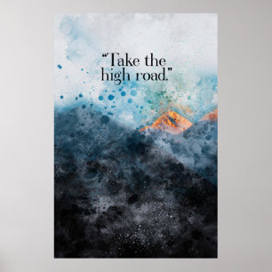 Póster cita inspiradora en pintura acuarela de cima de mo