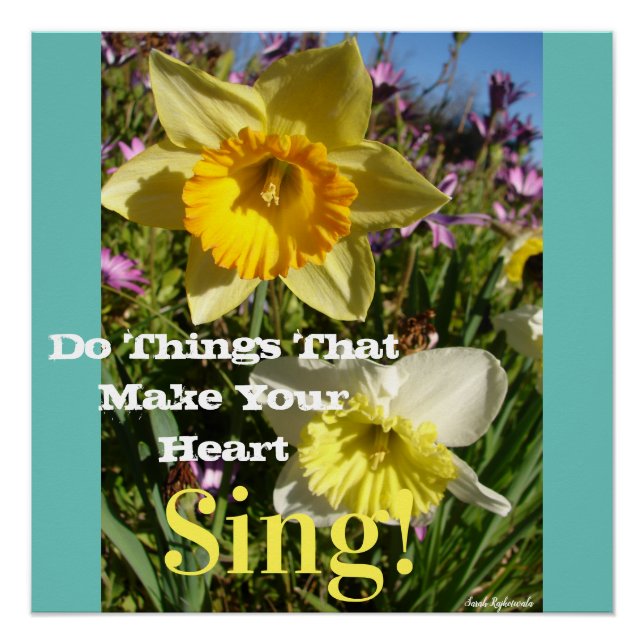 Póster Cita inspiradora Flor floral Daffodil Spring (Anverso)