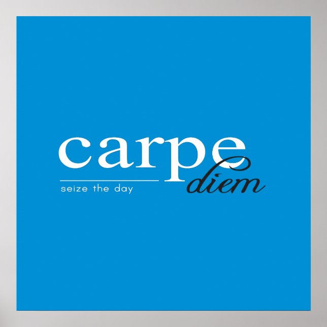 Póster Cita Inspiradora motivacional azul (Frente)