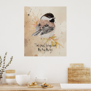 Póster Cita inspiradora Pájaro Carbonero Acuarela