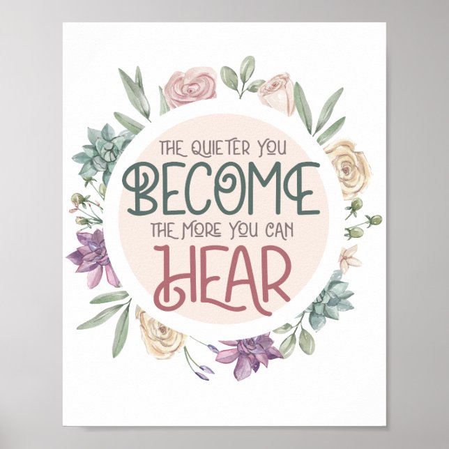 Póster Cita inspiradora Pastel Floral Wreath (Frente)